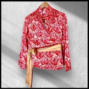 GAP Body silk belt Patterned wrap  Blouse small